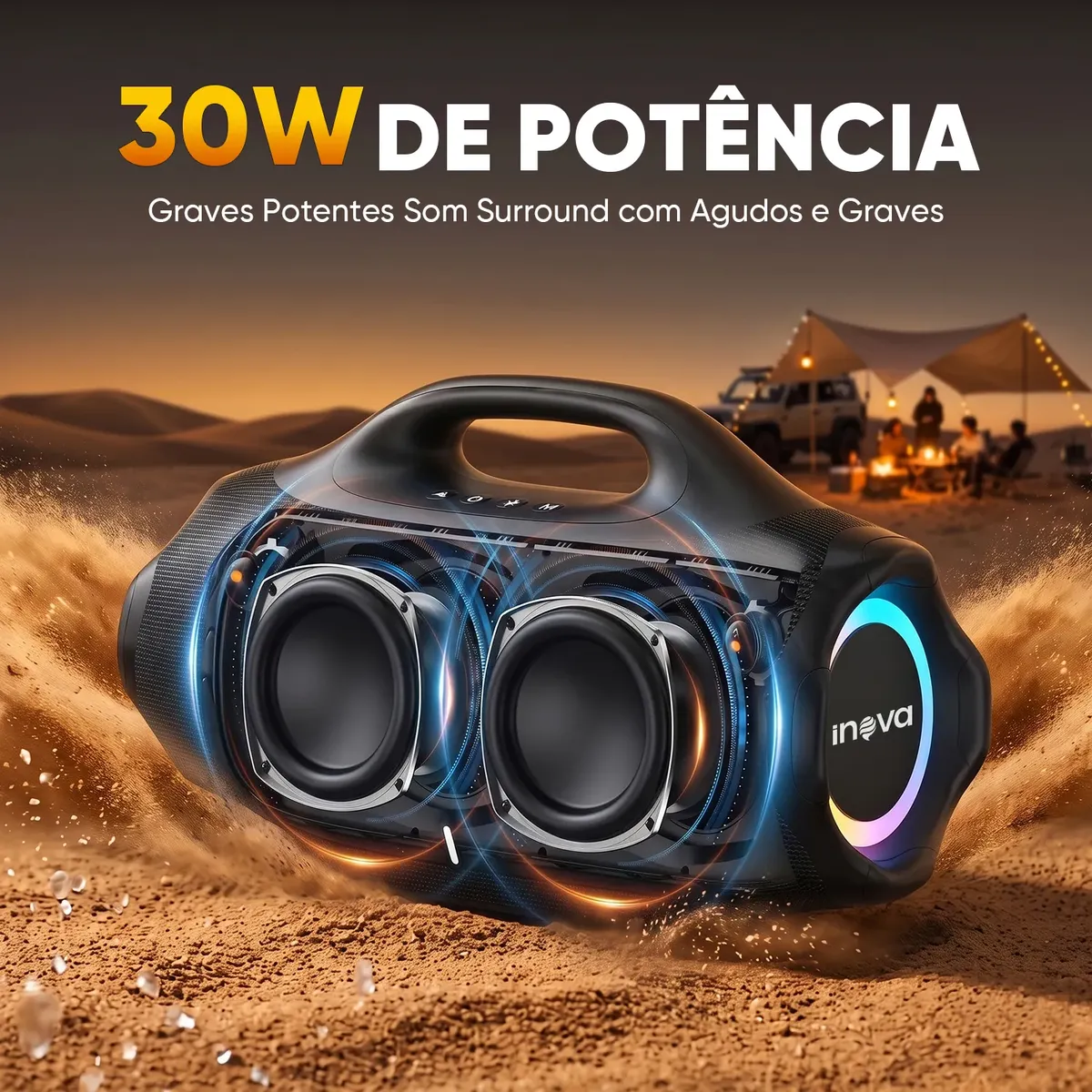 Caixa De Som Bluetooth Portátil Estéreo