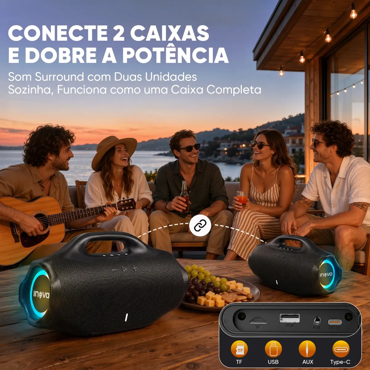 Caixa De Som Bluetooth Portátil Estéreo