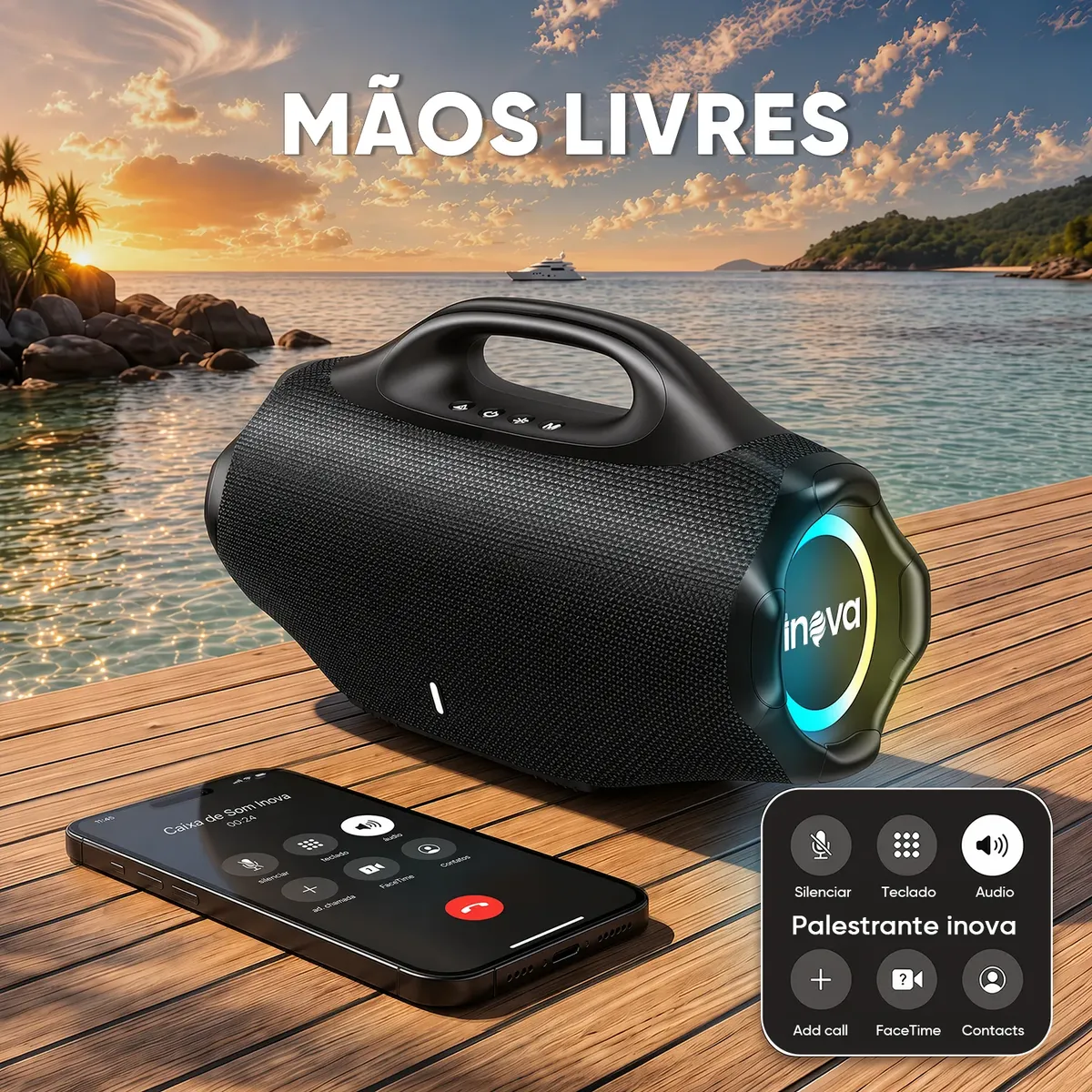 Caixa De Som Bluetooth Portátil Estéreo