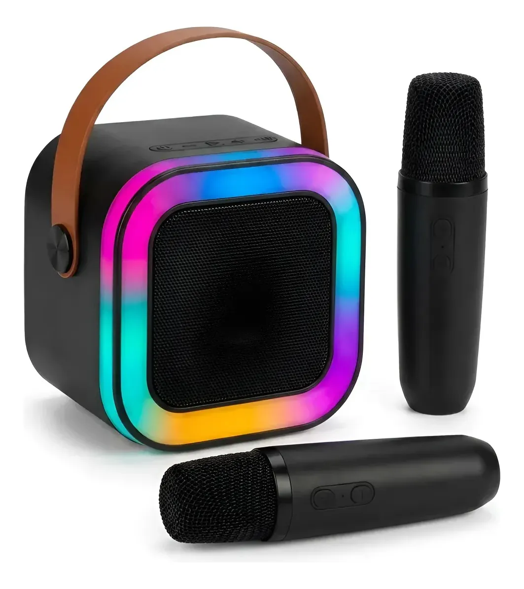 Caixinha Som Karaokê  c/ 2 Microfones