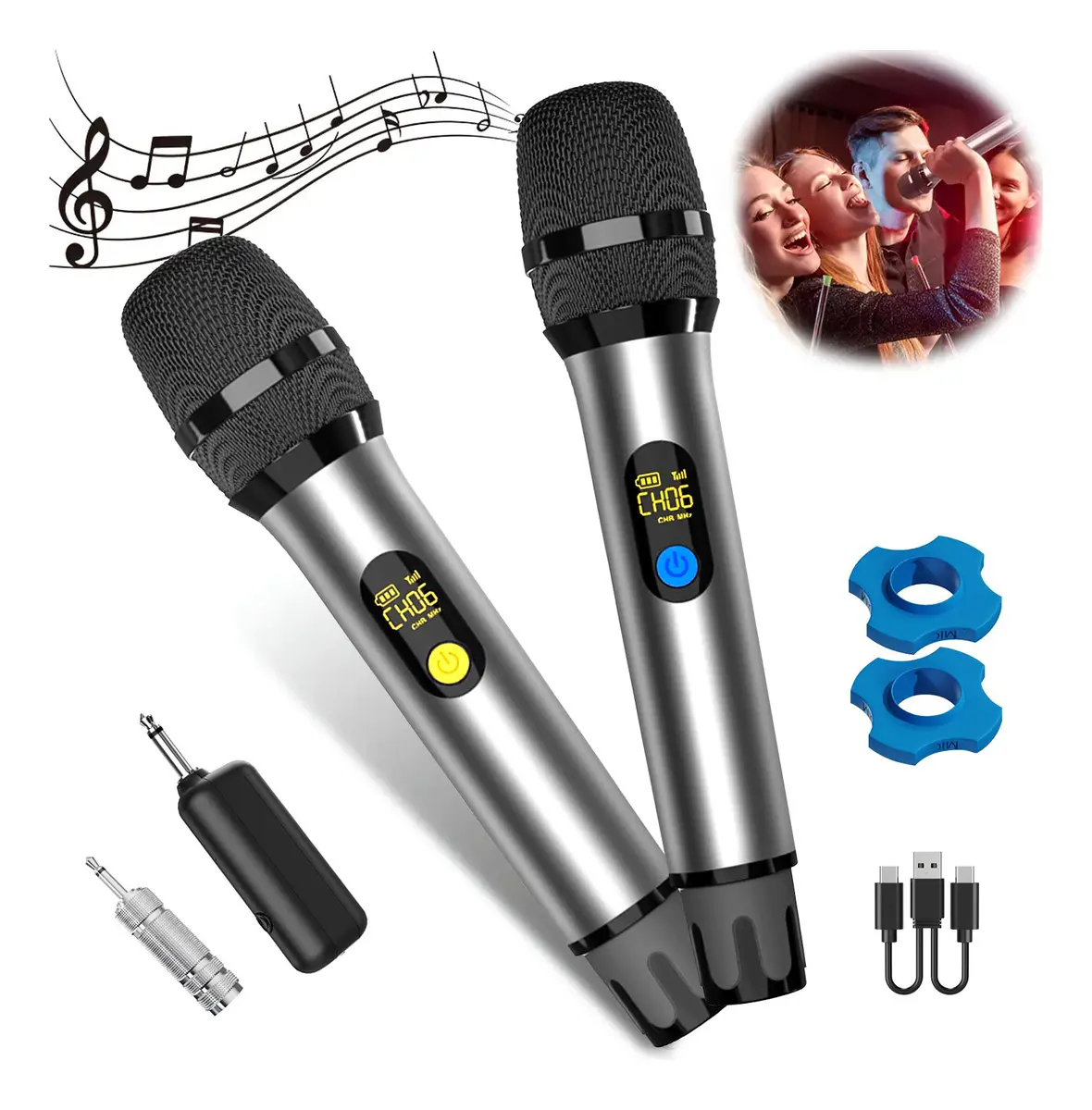 Kit 2 Microfone Sem Fio Profissional UHF