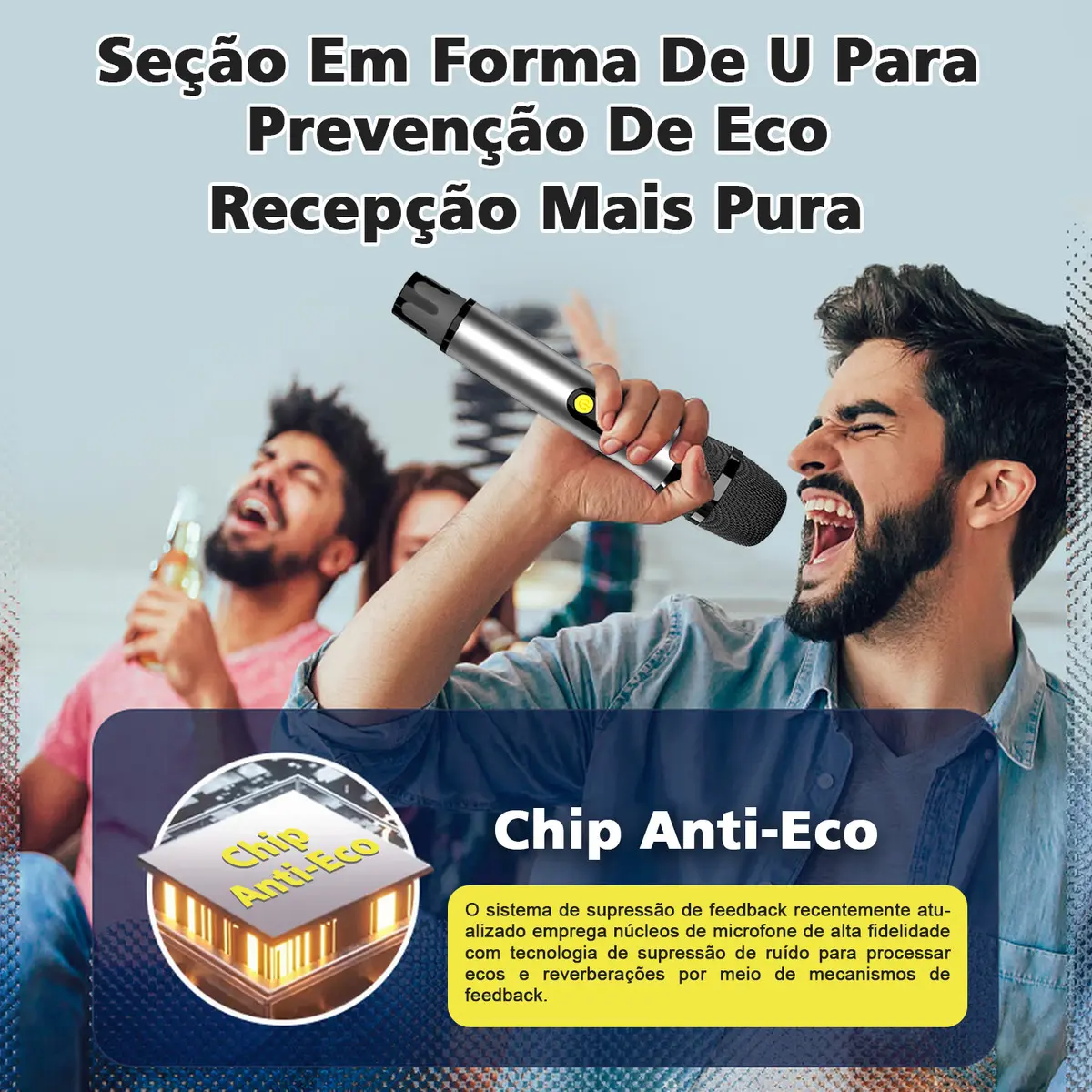 Kit 2 Microfone Sem Fio Profissional UHF