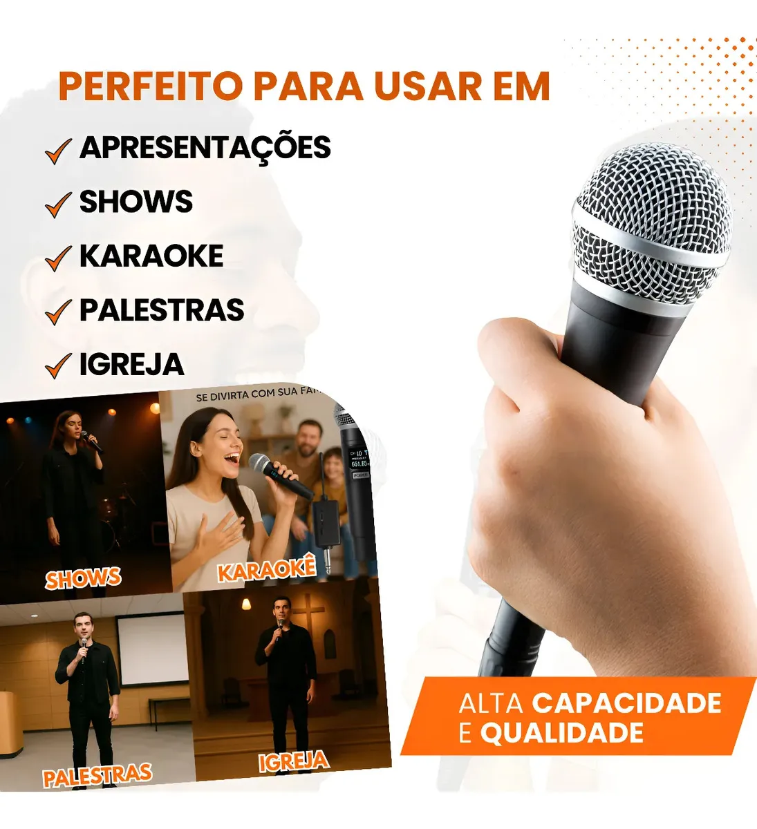 Kit 2 Microfones Sem Fio Duplo Profissional