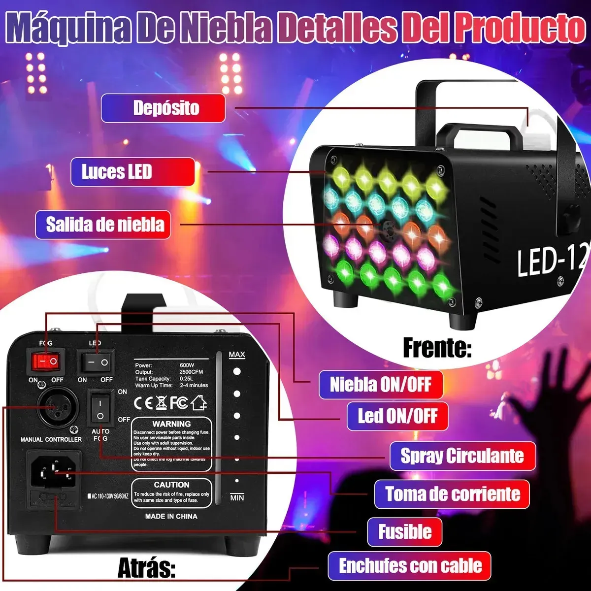 Máquina de Fumaça Com 24 Luzes LED