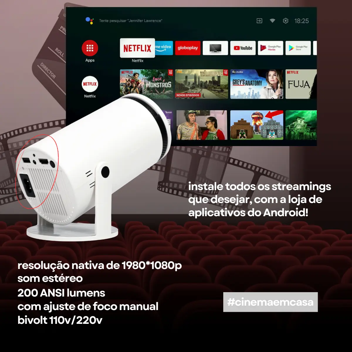 Projetor Portátil 4k