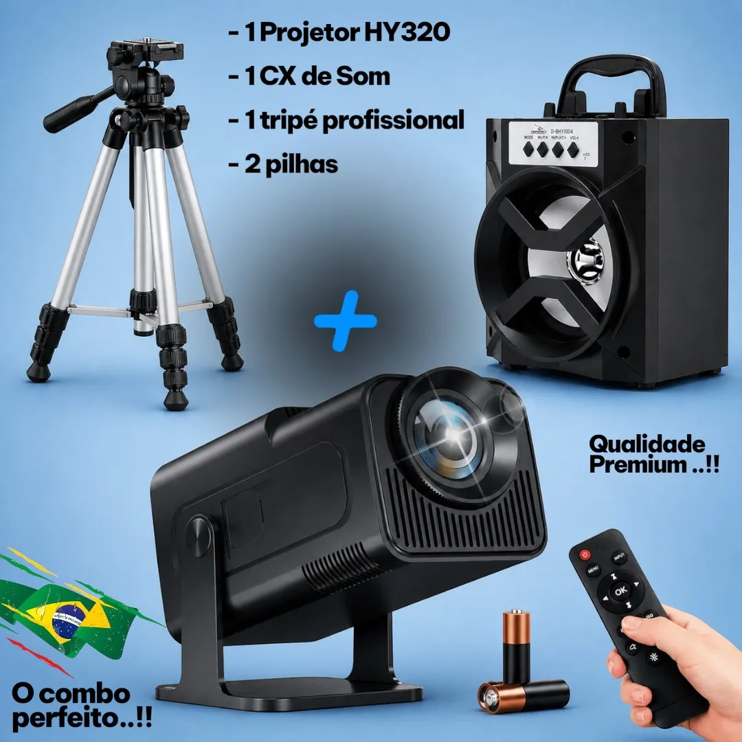 KIT Projetor Hy320, Caixa de som e Tripé