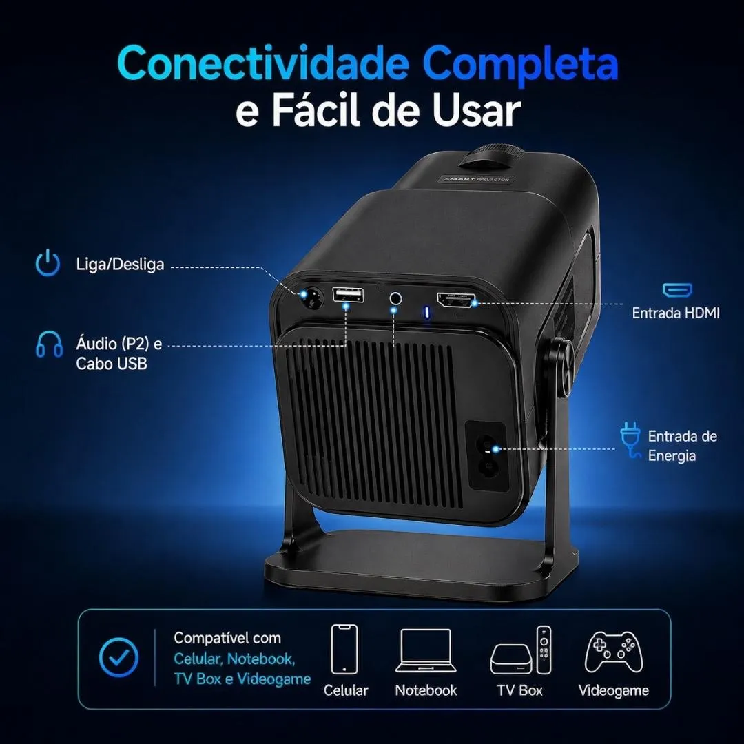 KIT Projetor Hy320, Caixa de som e Tripé