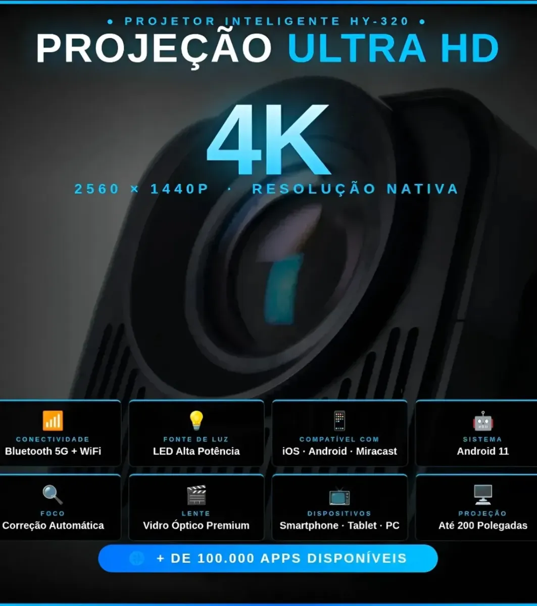 KIT Projetor Hy320, Caixa de som e Tripé